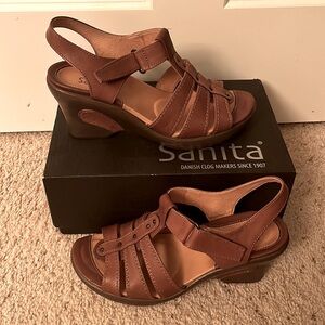 NEW Sanita Brown Leather Sofia Wedge Sandal | Size 40 US 9.5 / 10